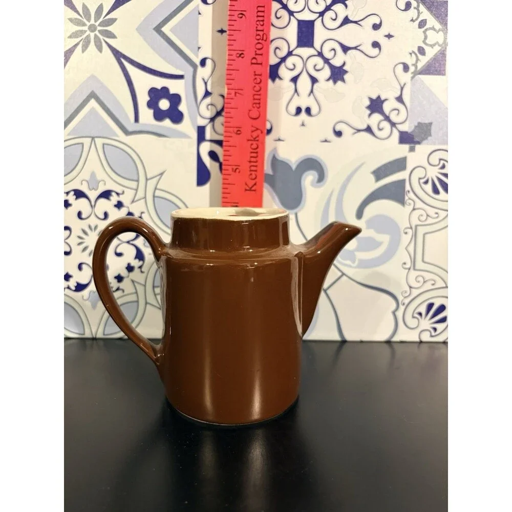 Hall Brown Individual Teapot Mid Century Modern Restaurant Ware Vintage 4”